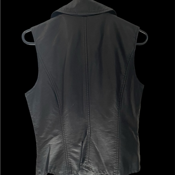 EUC Leather-like Black Vest with Decorative Front and Side Zippers - Picture 2 of 4